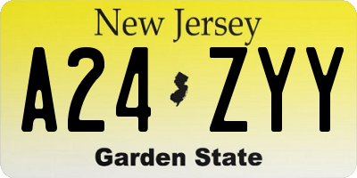 NJ license plate A24ZYY
