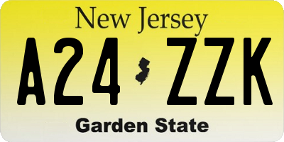 NJ license plate A24ZZK