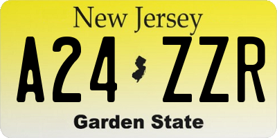 NJ license plate A24ZZR