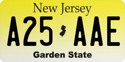 NJ license plate A25AAE
