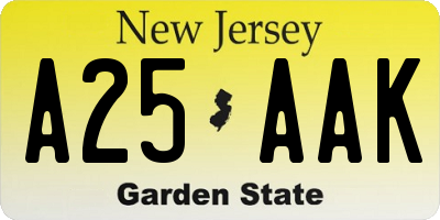 NJ license plate A25AAK