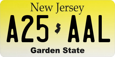 NJ license plate A25AAL