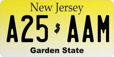 NJ license plate A25AAM