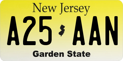 NJ license plate A25AAN