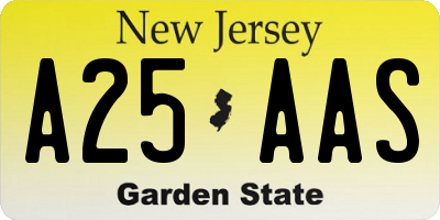 NJ license plate A25AAS