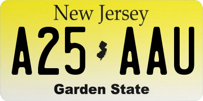 NJ license plate A25AAU