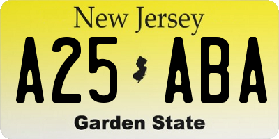 NJ license plate A25ABA