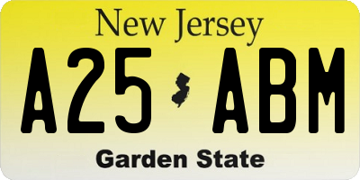 NJ license plate A25ABM
