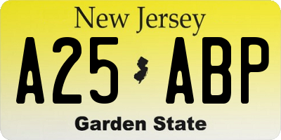 NJ license plate A25ABP