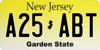 NJ license plate A25ABT
