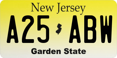 NJ license plate A25ABW