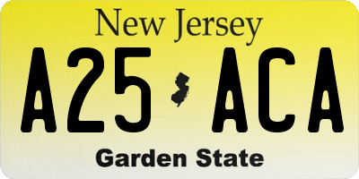 NJ license plate A25ACA