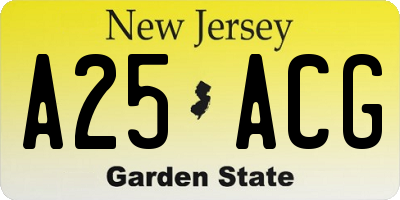 NJ license plate A25ACG