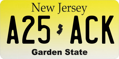 NJ license plate A25ACK