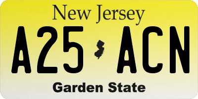 NJ license plate A25ACN