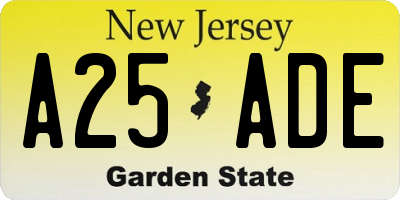 NJ license plate A25ADE