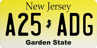 NJ license plate A25ADG