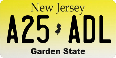 NJ license plate A25ADL