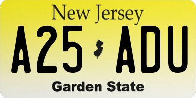 NJ license plate A25ADU