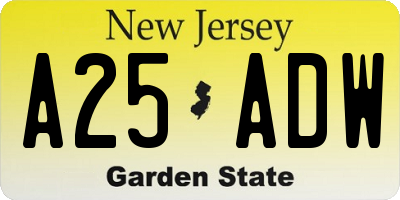 NJ license plate A25ADW