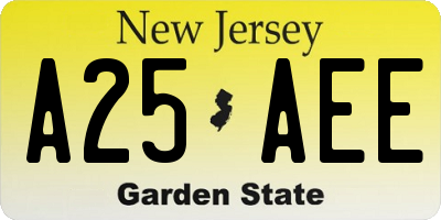 NJ license plate A25AEE