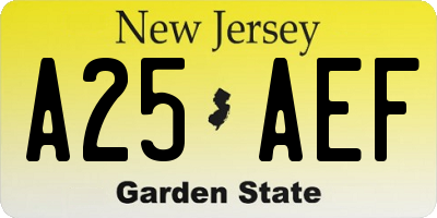 NJ license plate A25AEF
