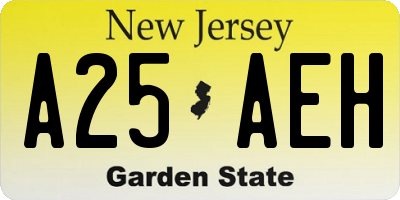 NJ license plate A25AEH