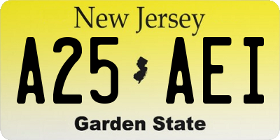 NJ license plate A25AEI