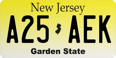 NJ license plate A25AEK