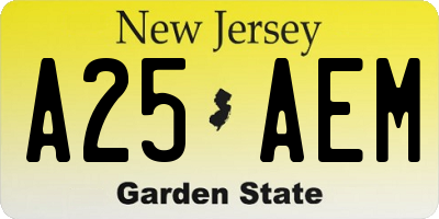 NJ license plate A25AEM