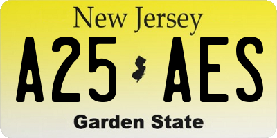 NJ license plate A25AES