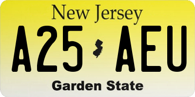 NJ license plate A25AEU