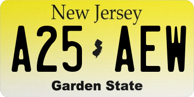 NJ license plate A25AEW