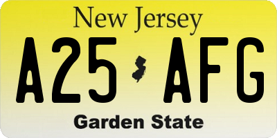 NJ license plate A25AFG