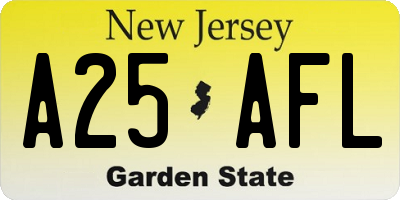 NJ license plate A25AFL