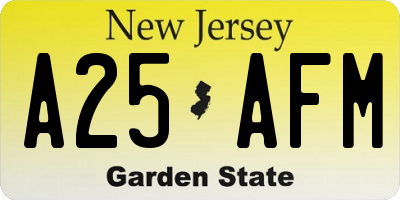 NJ license plate A25AFM