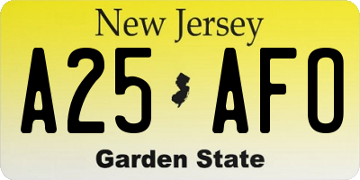 NJ license plate A25AFO