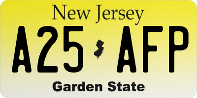 NJ license plate A25AFP
