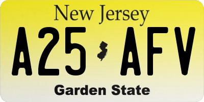 NJ license plate A25AFV