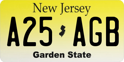 NJ license plate A25AGB