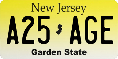 NJ license plate A25AGE