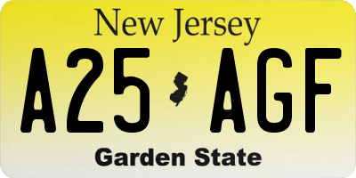 NJ license plate A25AGF