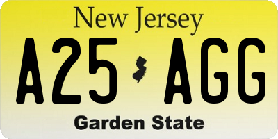 NJ license plate A25AGG