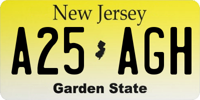 NJ license plate A25AGH