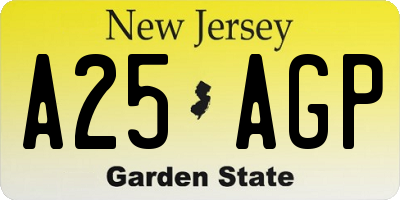 NJ license plate A25AGP