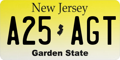 NJ license plate A25AGT