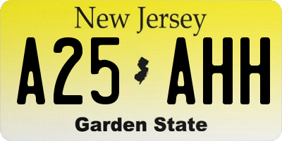 NJ license plate A25AHH