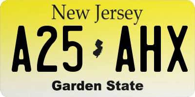 NJ license plate A25AHX