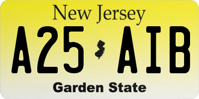NJ license plate A25AIB