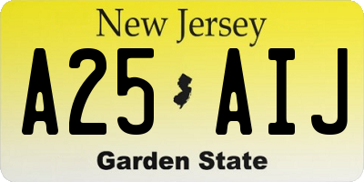 NJ license plate A25AIJ